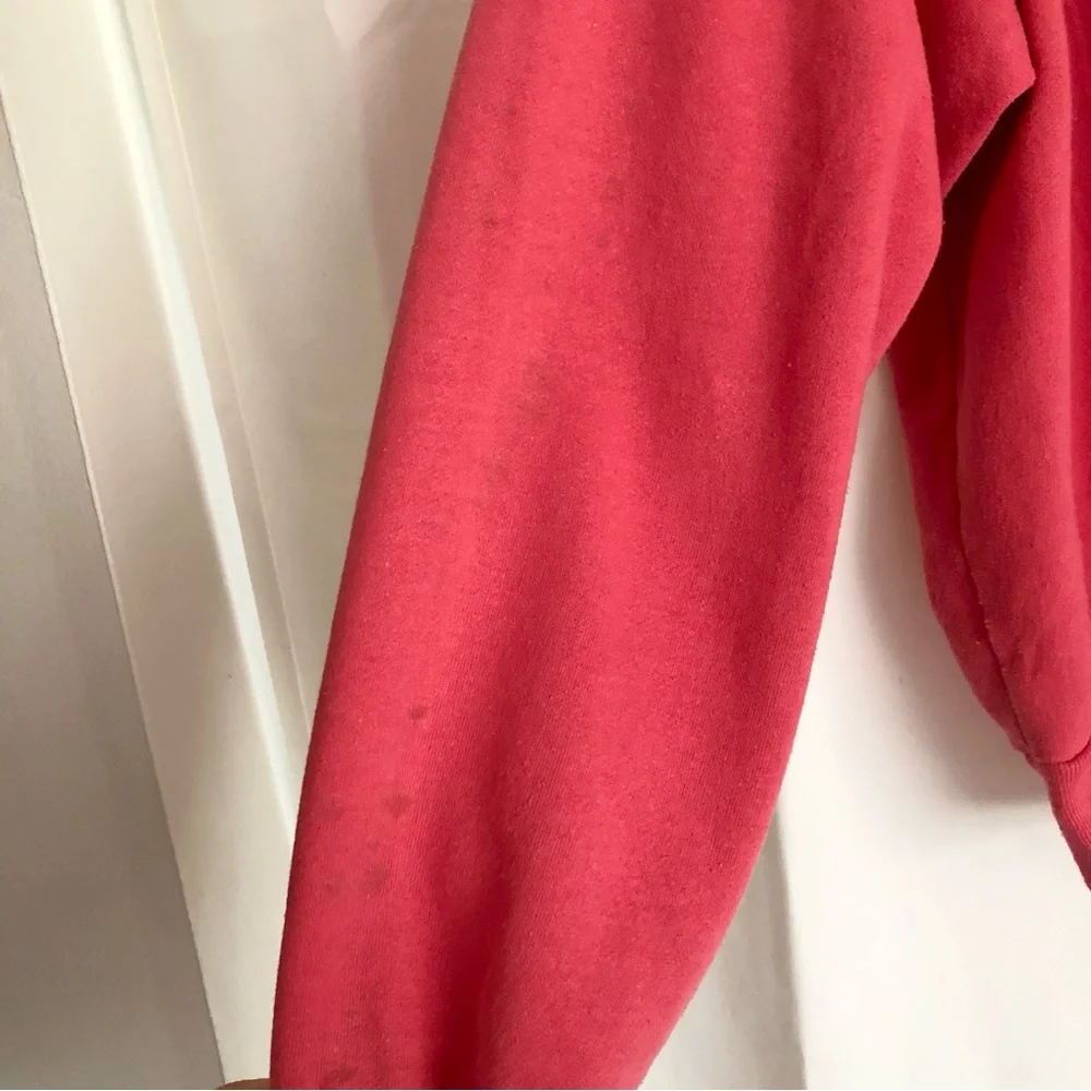 Vintage Reebok coral red sweatshirt puffed logo henley neckline size L 80’s